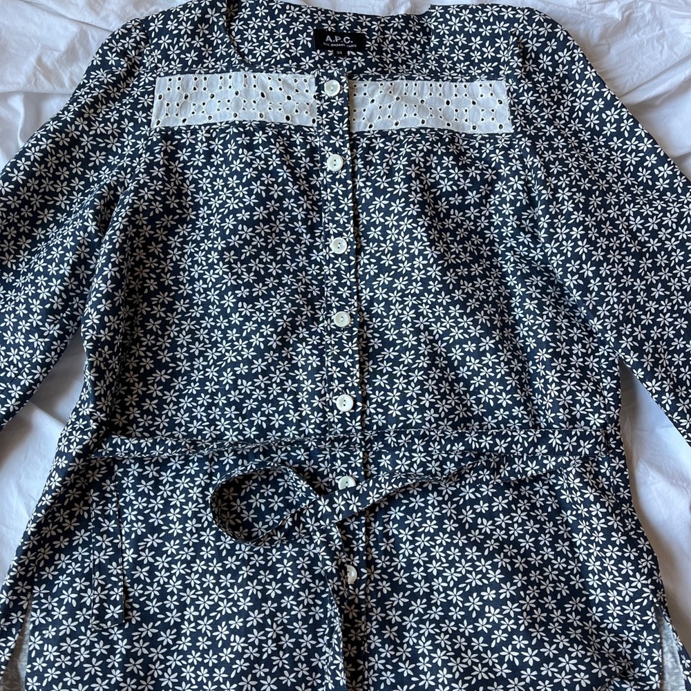 Blue eyelet blouse size38